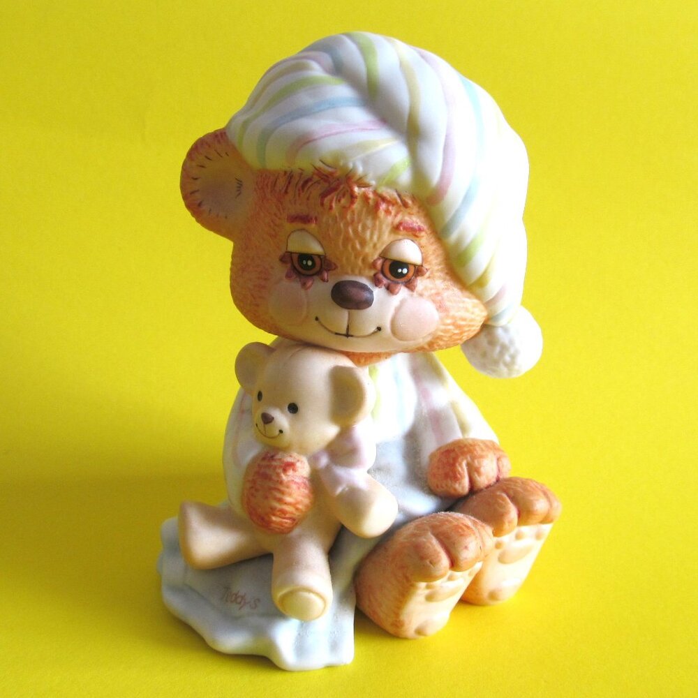 Enesco Teddy Bear figurine holding teddy bear Taiwan 1982
